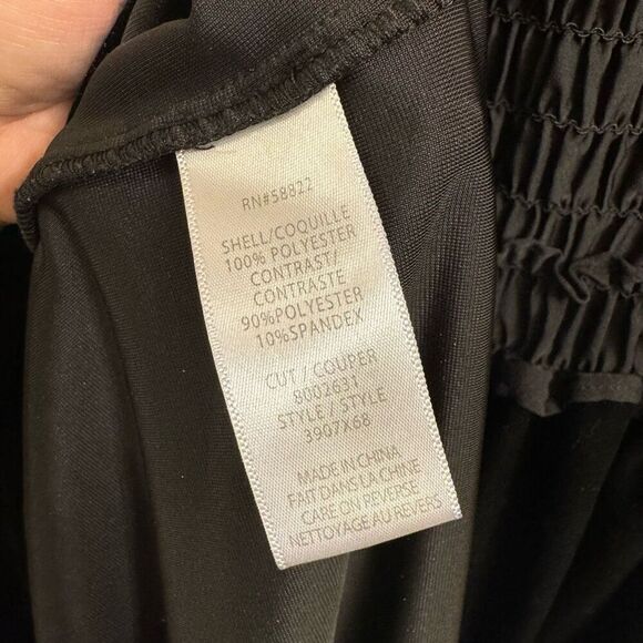 Max Studio London Georgette Black Smocked Velvet Goth Maxi Dress Med - Picture 7 of 10